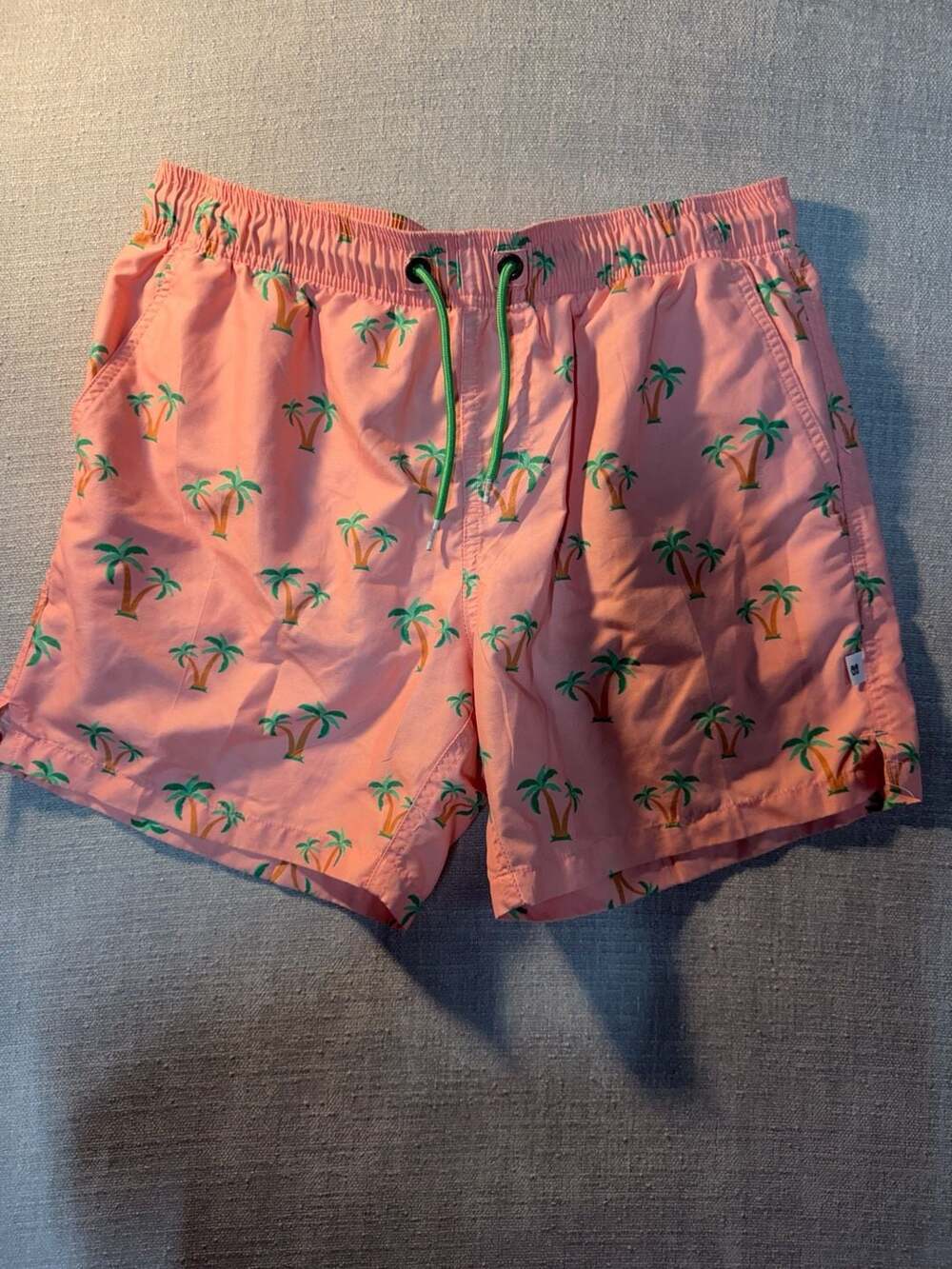 Bondi Beamers Palm Tree Print Swim Trunks Size M